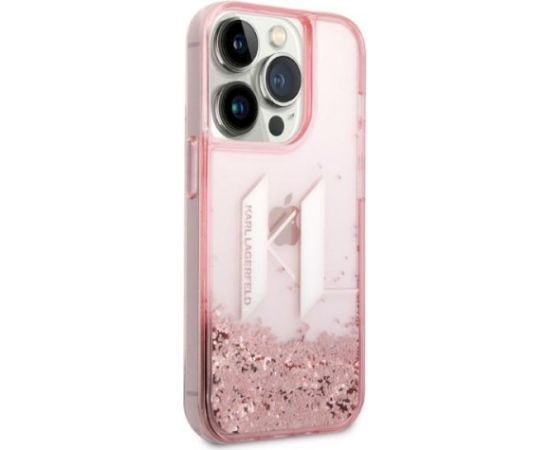 Karl Lagerfeld KLHCP14XLBKLCP Liquid Glitter Big KL Aizsargapvalks priekš iPhone 14 Pro Max 6,7" / rozā Neoriģinālie Maciņi
