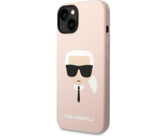 Karl Lagerfeld KLHCP14MSLKHLP Silicone Karl`s Head Aizsargapvalks priekš iPhone 14 Plus / 15 Plus 6,7" / rozā Neoriģinālie Maciņi