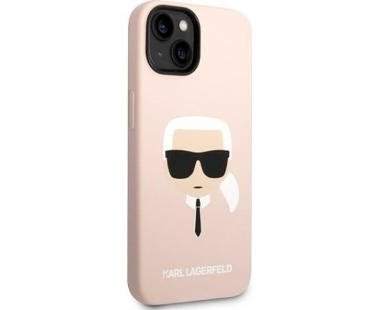 Karl Lagerfeld KLHCP14MSLKHLP Silicone Karl`s Head Aizsargapvalks priekš iPhone 14 Plus / 15 Plus 6,7" / rozā Neoriģinālie Maciņi