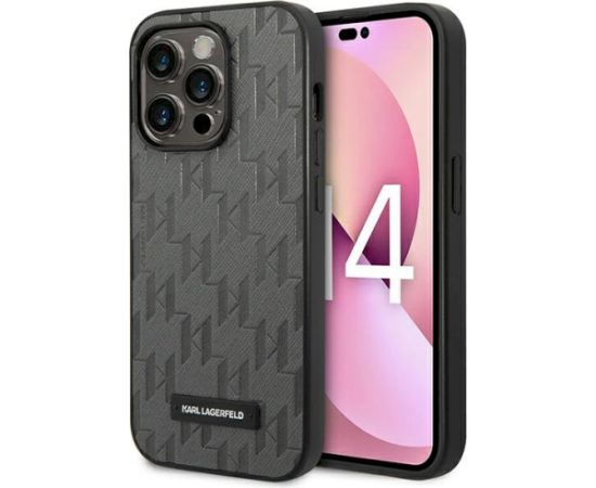 Karl Lagerfeld KLHCP14XSAKLHPG Saffiano Mono Metal Logo Hardcase Aizsargapvalks priekš iPhone 14 Pro Max 6,7" / pelēks Neoriģinālie Maciņi