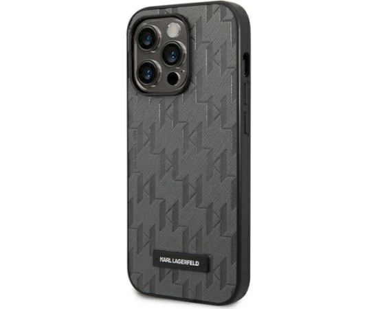 Karl Lagerfeld KLHCP14XSAKLHPG Saffiano Mono Metal Logo Hardcase Aizsargapvalks priekš iPhone 14 Pro Max 6,7" / pelēks Neoriģinālie Maciņi