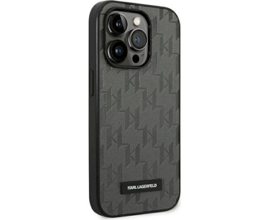 Karl Lagerfeld KLHCP14XSAKLHPG Saffiano Mono Metal Logo Hardcase Aizsargapvalks priekš iPhone 14 Pro Max 6,7" / pelēks Neoriģinālie Maciņi