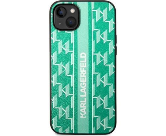 Karl Lagerfeld KLHCP14MPGKLSKN Hardcase Monogram Stripe Aizsargapvalks priekš iPhone 14 Plus / 15 Plus 6.7" / zaļš Neoriģinālie Maciņi