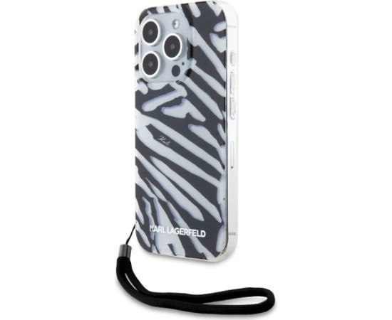 Karl Lagerfeld KLHCP15LHZBPKCCK Aizsargapvalks priekš iPhone 15 Pro 6.1" hardcase IML Zebra Pattern & Cord / melns Neoriģinālie Maciņi