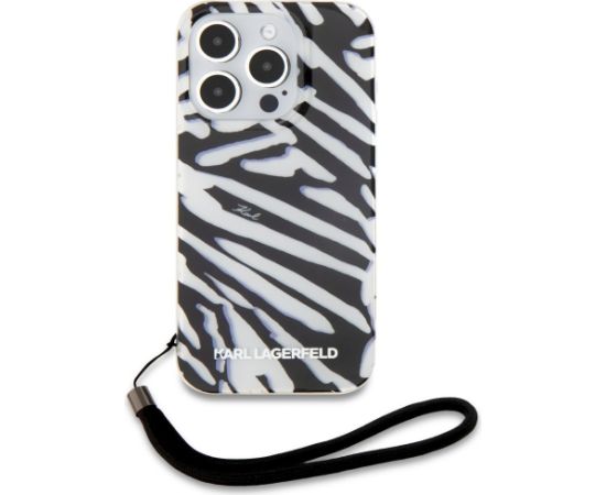 Karl Lagerfeld KLHCP15LHZBPKCCK Aizsargapvalks priekš iPhone 15 Pro 6.1" hardcase IML Zebra Pattern & Cord / melns Neoriģinālie Maciņi