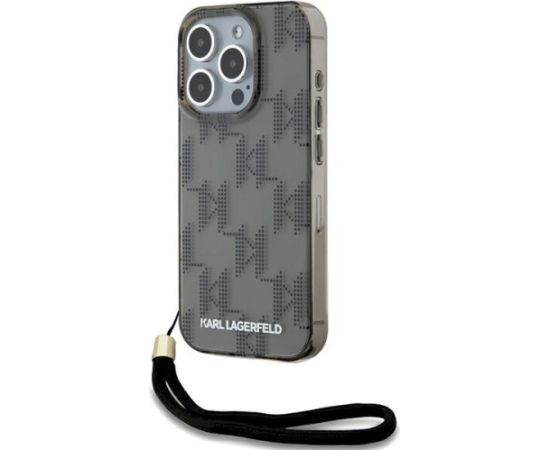 Karl Lagerfeld KLHCP15LHKDPNSK Hardcase IML Mono KL Pattern & Cord Aizsargapvalks priekš iPhone 15 Pro 6.1" / melns Neoriģinālie Maciņi