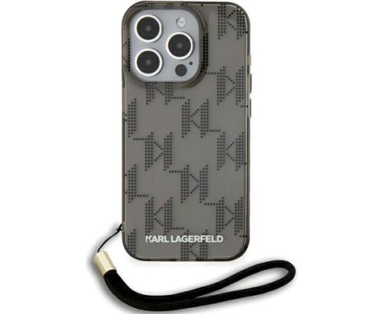 Karl Lagerfeld KLHCP15LHKDPNSK Hardcase IML Mono KL Pattern & Cord Aizsargapvalks priekš iPhone 15 Pro 6.1" / melns Neoriģinālie Maciņi