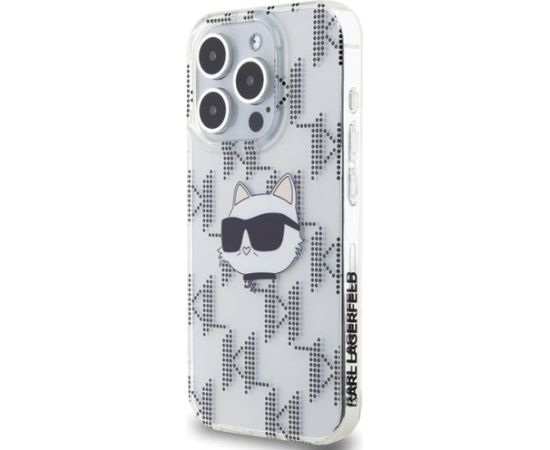 Karl Lagerfeld KLHCP15XHKLPCHT Hardcase IML Choupette Head & Monog Aizsargapvalks priekš iPhone 15 Pro Max 6.7" / caurspīdīgs Neoriģinālie Maciņi