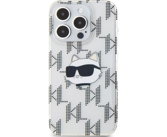 Karl Lagerfeld KLHCP15XHKLPCHT Hardcase IML Choupette Head & Monog Aizsargapvalks priekš iPhone 15 Pro Max 6.7" / caurspīdīgs Neoriģinālie Maciņi