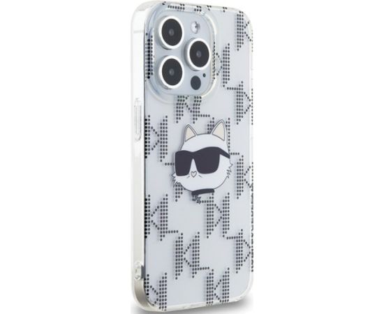 Karl Lagerfeld KLHCP15XHKLPCHT Hardcase IML Choupette Head & Monog Aizsargapvalks priekš iPhone 15 Pro Max 6.7" / caurspīdīgs Neoriģinālie Maciņi