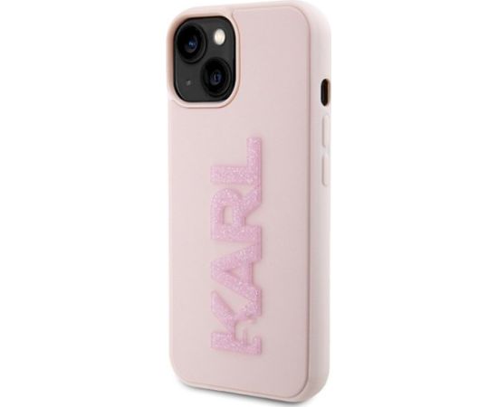 Karl Lagerfeld KLHCP15M3DMBKCP Hardcase 3D Rubber Glitter L Aizsargapvalks priekš iPhone 15 Plus/14 Plus 6.7" / rozā Neoriģinālie Maciņi