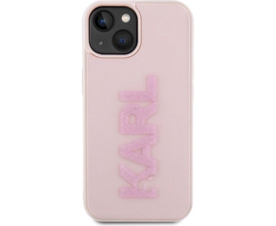 Karl Lagerfeld KLHCP15M3DMBKCP Hardcase 3D Rubber Glitter L Aizsargapvalks priekš iPhone 15 Plus/14 Plus 6.7" / rozā Neoriģinālie Maciņi