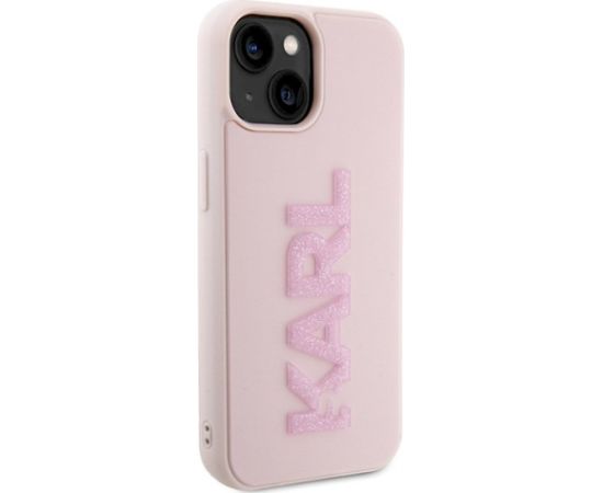 Karl Lagerfeld KLHCP15M3DMBKCP Hardcase 3D Rubber Glitter L Aizsargapvalks priekš iPhone 15 Plus/14 Plus 6.7" / rozā Neoriģinālie Maciņi