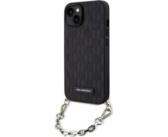 Karl Lagerfeld KLHCP14SSACKLHPK Saffiano Monogram Chai Aizsargapvalks priekš iPhone 14 / 15 / 13 6.1" / melns Neoriģinālie Maciņi