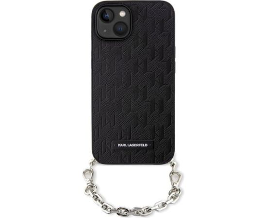 Karl Lagerfeld KLHCP14SSACKLHPK Saffiano Monogram Chai Aizsargapvalks priekš iPhone 14 / 15 / 13 6.1" / melns Neoriģinālie Maciņi