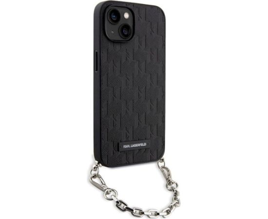 Karl Lagerfeld KLHCP14SSACKLHPK Saffiano Monogram Chai Aizsargapvalks priekš iPhone 14 / 15 / 13 6.1" / melns Neoriģinālie Maciņi
