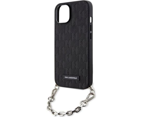 Karl Lagerfeld KLHCP14SSACKLHPK Saffiano Monogram Chai Aizsargapvalks priekš iPhone 14 / 15 / 13 6.1" / melns Neoriģinālie Maciņi