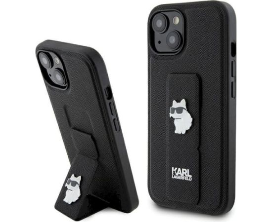 Karl Lagerfeld KLHCP15SGSACHPK Gripstand Saffiano Chou Aizsargapvalks priekš iPhone 15/14/13 6.1" / melns Neoriģinālie Maciņi