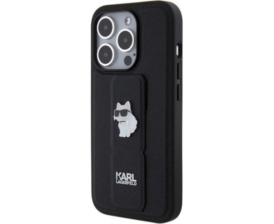 Karl Lagerfeld KLHCP14XGSACHPK Gripstand Saffiano Choupe Aizsargapvalks priekš iPhone 14 Pro Max 6.7" / melns Neoriģinālie Maciņi