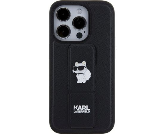 Karl Lagerfeld KLHCP14XGSACHPK Gripstand Saffiano Choupe Aizsargapvalks priekš iPhone 14 Pro Max 6.7" / melns Neoriģinālie Maciņi
