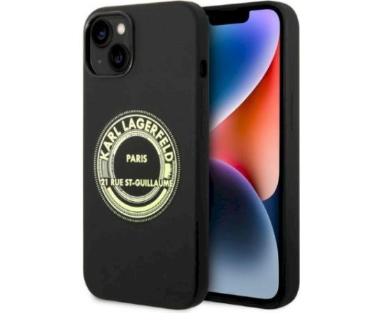 Karl Lagerfeld KLHCP14MSRSGRCK Silicone RSG Aizsargapvalks priekš iPhone 14 Plus / 15 Plus 6,7" / melns Neoriģinālie Maciņi