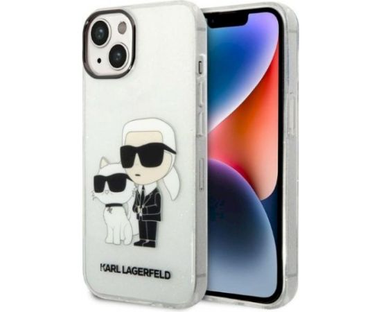 Karl Lagerfeld KLHCP14MHNKCTGT Hardcase Gliter Karl&Choupet Aizsargapvalks priekš iPhone 14 Plus/15 Plus 6.7" / caurspīdīgs Neoriģinālie Maciņi