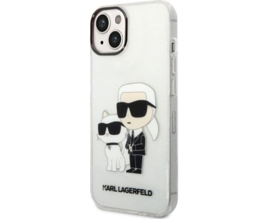 Karl Lagerfeld KLHCP14MHNKCTGT Hardcase Gliter Karl&Choupet Aizsargapvalks priekš iPhone 14 Plus/15 Plus 6.7" / caurspīdīgs Neoriģinālie Maciņi