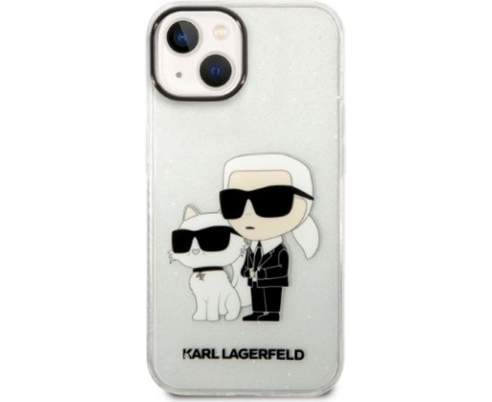 Karl Lagerfeld KLHCP14MHNKCTGT Hardcase Gliter Karl&Choupet Aizsargapvalks priekš iPhone 14 Plus/15 Plus 6.7" / caurspīdīgs Neoriģinālie Maciņi