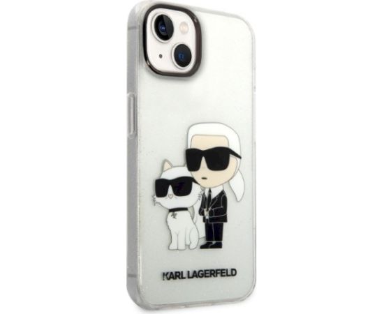 Karl Lagerfeld KLHCP14MHNKCTGT Hardcase Gliter Karl&Choupet Aizsargapvalks priekš iPhone 14 Plus/15 Plus 6.7" / caurspīdīgs Neoriģinālie Maciņi