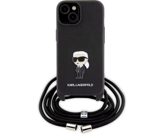 Karl Lagerfeld KLHCP15SSASKNPSK Crossbody Saffiano Mon Aizsargapvalks priekš iPhone 15/14/13 6.1" / melns Neoriģinālie Maciņi