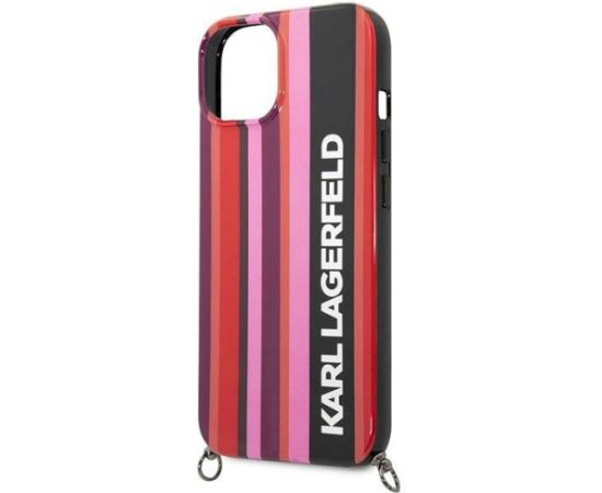 Karl Lagerfeld KLHCP14SSTSTP Color Stripes Strap Aizsargapvalks priekš iPhone 14/15/13 6,1" / rozā Neoriģinālie Maciņi
