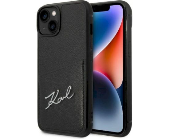 Karl Lagerfeld KLHCP14MCSSK Signature Logo Cardsl Aizsargapvalks priekš iPhone 14 Plus/15 Plus 6,7" / melns Neoriģinālie Maciņi