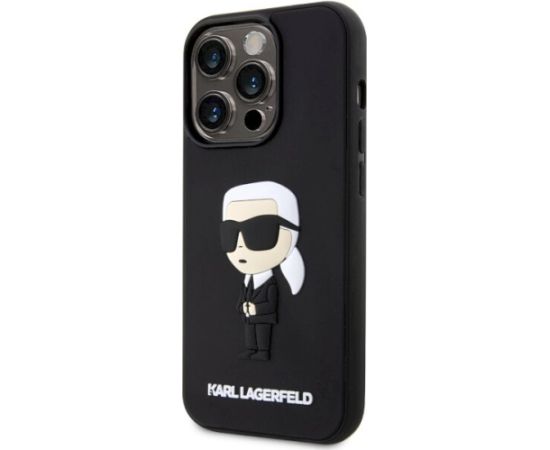 Karl Lagerfeld KLHCP14L3DRKINK Rubber Ikonik 3D Aizsargapvalks priekš iPhone 14 Pro 6.1" / melns Neoriģinālie Maciņi