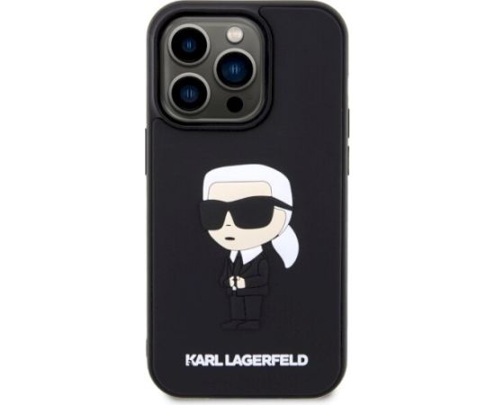 Karl Lagerfeld KLHCP14L3DRKINK Rubber Ikonik 3D Aizsargapvalks priekš iPhone 14 Pro 6.1" / melns Neoriģinālie Maciņi