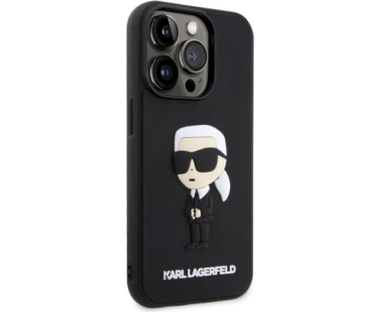 Karl Lagerfeld KLHCP14L3DRKINK Rubber Ikonik 3D Aizsargapvalks priekš iPhone 14 Pro 6.1" / melns Neoriģinālie Maciņi