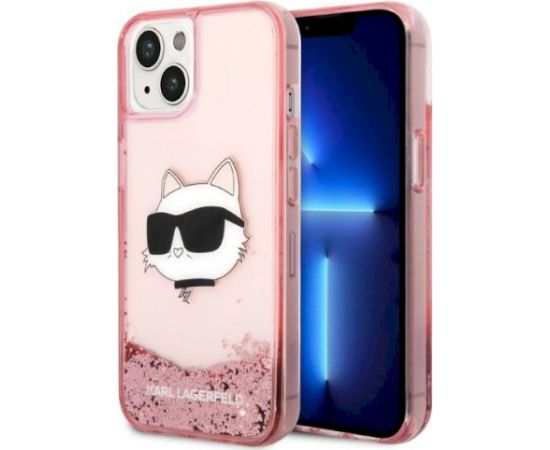 Karl Lagerfeld KLHCP14MLNCHCP Glitter Choupette He Aizsargapvalks priekš iPhone 14 Plus/15 Plus 6,7" / rozā Neoriģinālie Maciņi