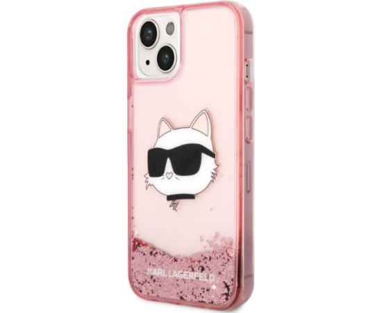 Karl Lagerfeld KLHCP14MLNCHCP Glitter Choupette He Aizsargapvalks priekš iPhone 14 Plus/15 Plus 6,7" / rozā Neoriģinālie Maciņi