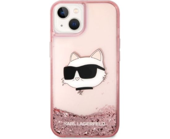 Karl Lagerfeld KLHCP14MLNCHCP Glitter Choupette He Aizsargapvalks priekš iPhone 14 Plus/15 Plus 6,7" / rozā Neoriģinālie Maciņi