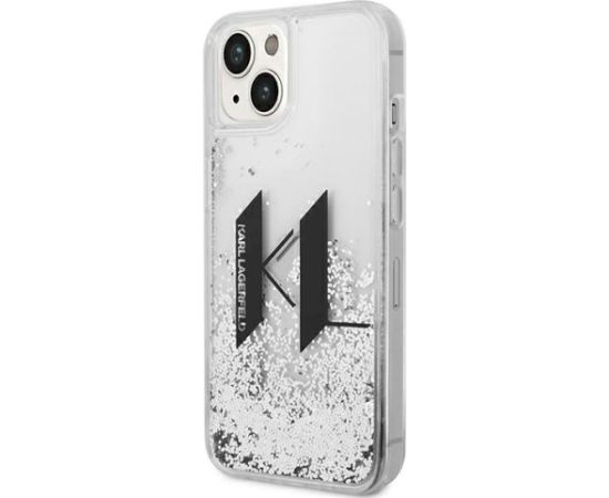 Karl Lagerfeld KLHCP14SLBKLCS Liquid Glitter Big KL Aizsargapvalks priekš iPhone 14/15/13 6,1" / sudraba Neoriģinālie Maciņi