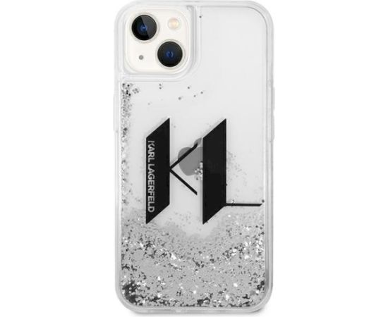Karl Lagerfeld KLHCP14SLBKLCS Liquid Glitter Big KL Aizsargapvalks priekš iPhone 14/15/13 6,1" / sudraba Neoriģinālie Maciņi