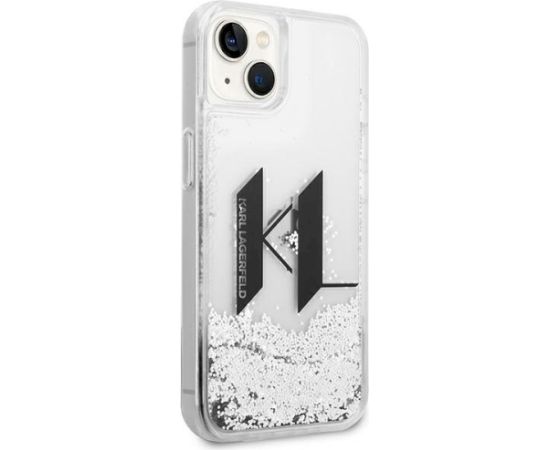 Karl Lagerfeld KLHCP14SLBKLCS Liquid Glitter Big KL Aizsargapvalks priekš iPhone 14/15/13 6,1" / sudraba Neoriģinālie Maciņi