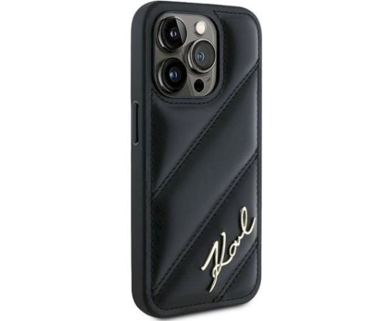 Karl Lagerfeld KLHCP15XPQDSMGK Diagonal Quilted Script Aizsargapvalks priekš iPhone 15 Pro Max 6.7" / melns Neoriģinālie Maciņi