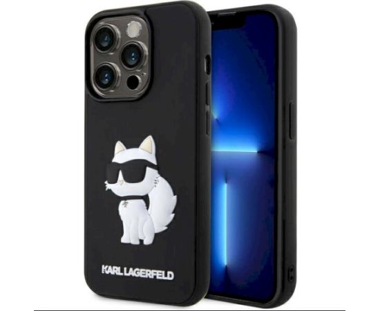 Karl Lagerfeld KLHCP14L3DRKHNK Rubber Choupette 3D Aizsargapvalks priekš iPhone 14 Pro 6.1" / melns Neoriģinālie Maciņi