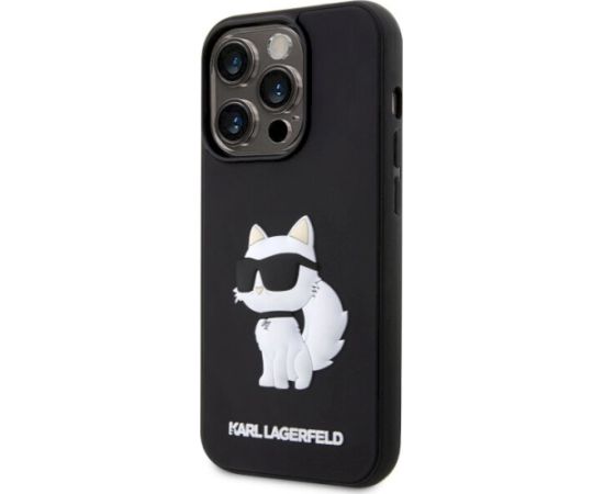 Karl Lagerfeld KLHCP14L3DRKHNK Rubber Choupette 3D Aizsargapvalks priekš iPhone 14 Pro 6.1" / melns Neoriģinālie Maciņi