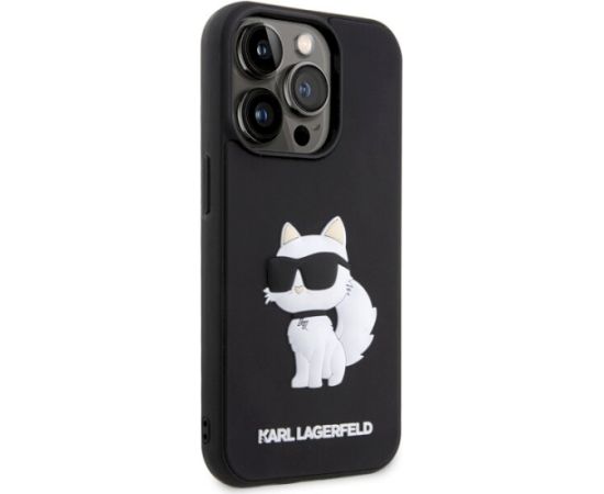 Karl Lagerfeld KLHCP14L3DRKHNK Rubber Choupette 3D Aizsargapvalks priekš iPhone 14 Pro 6.1" / melns Neoriģinālie Maciņi