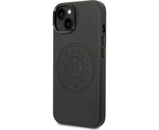 Karl Lagerfeld KLHCP14MFWHK Hardcase Leather Perforated Lo Aizsargapvalks priekš iPhone 14 Plus / 15 Plus 6,7" / melns Neoriģinālie Maciņi