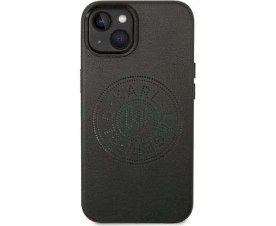 Karl Lagerfeld KLHCP14MFWHK Hardcase Leather Perforated Lo Aizsargapvalks priekš iPhone 14 Plus / 15 Plus 6,7" / melns Neoriģinālie Maciņi