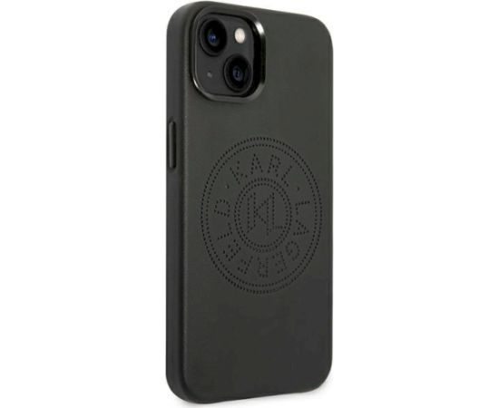 Karl Lagerfeld KLHCP14MFWHK Hardcase Leather Perforated Lo Aizsargapvalks priekš iPhone 14 Plus / 15 Plus 6,7" / melns Neoriģinālie Maciņi