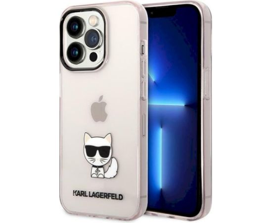 Karl Lagerfeld KLHCP14LCTTRI Aizsargapvalks priekš iPhone 14 Pro 6,1" / rozā caurspīdīgs Choupette Body Neoriģinālie Maciņi