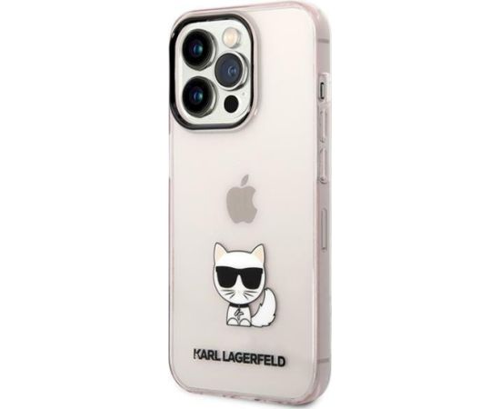 Karl Lagerfeld KLHCP14LCTTRI Aizsargapvalks priekš iPhone 14 Pro 6,1" / rozā caurspīdīgs Choupette Body Neoriģinālie Maciņi